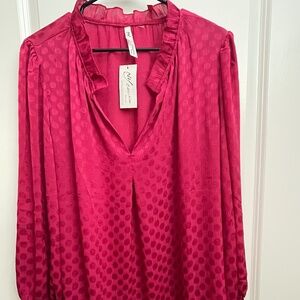 Long Sleeve Smocked Cuff Blouse